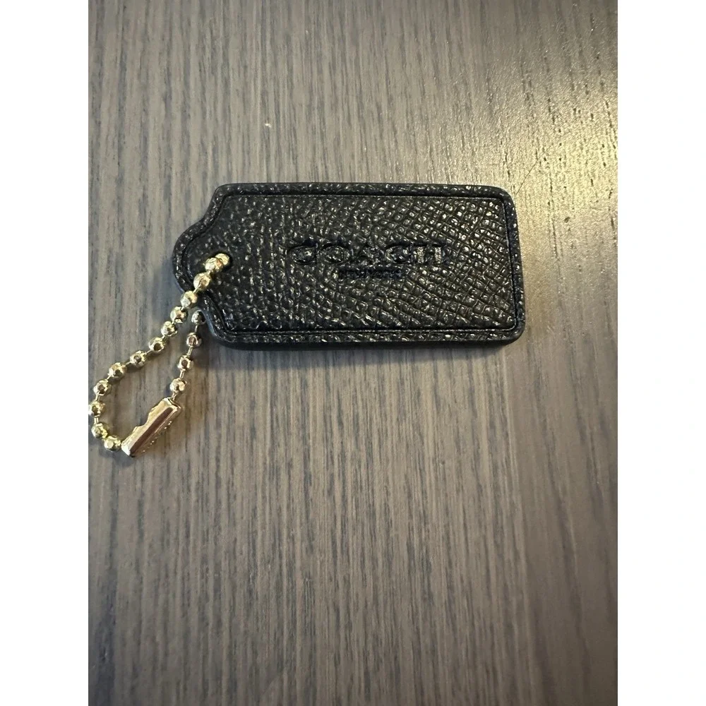 COACH Black Leather Silver Chain Replacement Purse Handbag Hang Tag Charm